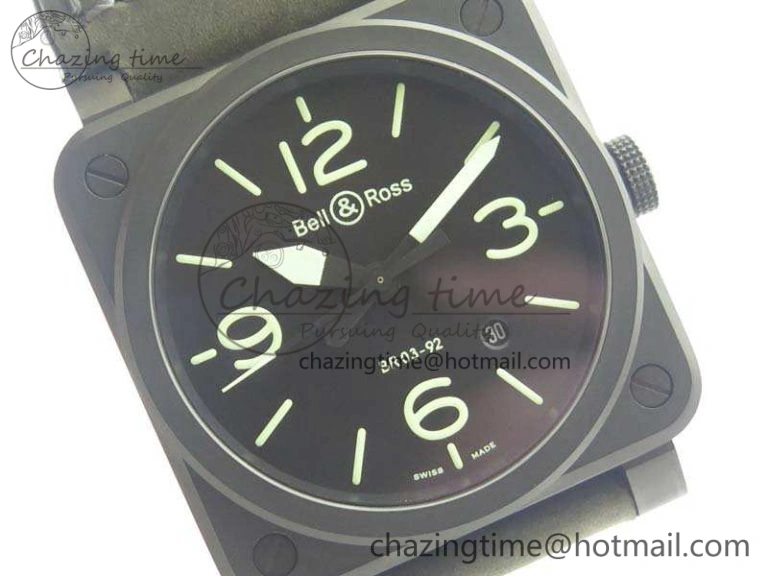 BR 03-92 DLC 42.5mm Black Dial On Leather Strap MIYOTA9015 V3