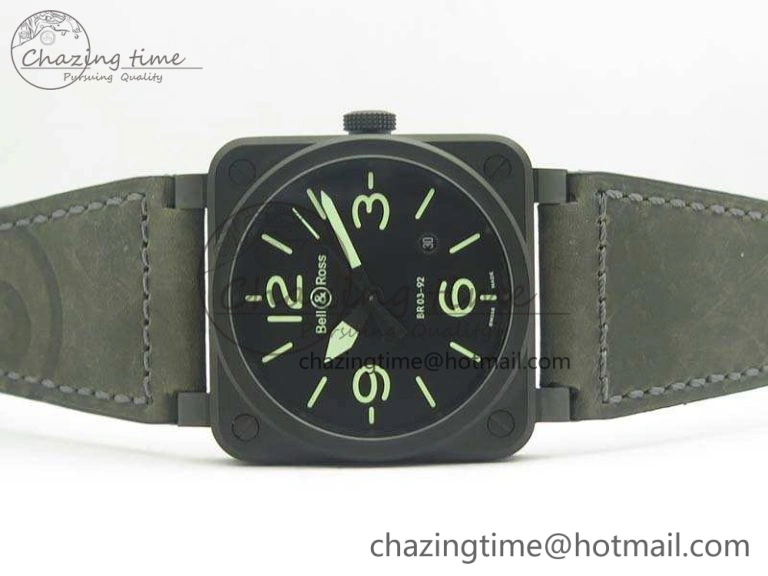 BR 03-92 DLC 42.5mm Black Dial On Leather Strap MIYOTA9015 V3