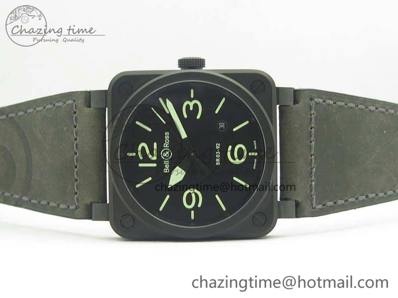 BR 03-92 DLC 42.5mm Black Dial On Leather Strap MIYOTA9015 V3