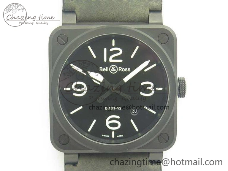 BR 03-92 DLC 42.5mm Black Dial On Leather Strap MIYOTA9015 V3