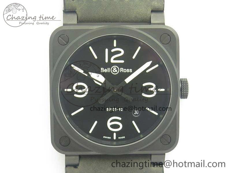 BR 03-92 DLC 42.5mm Black Dial On Leather Strap MIYOTA9015 V3