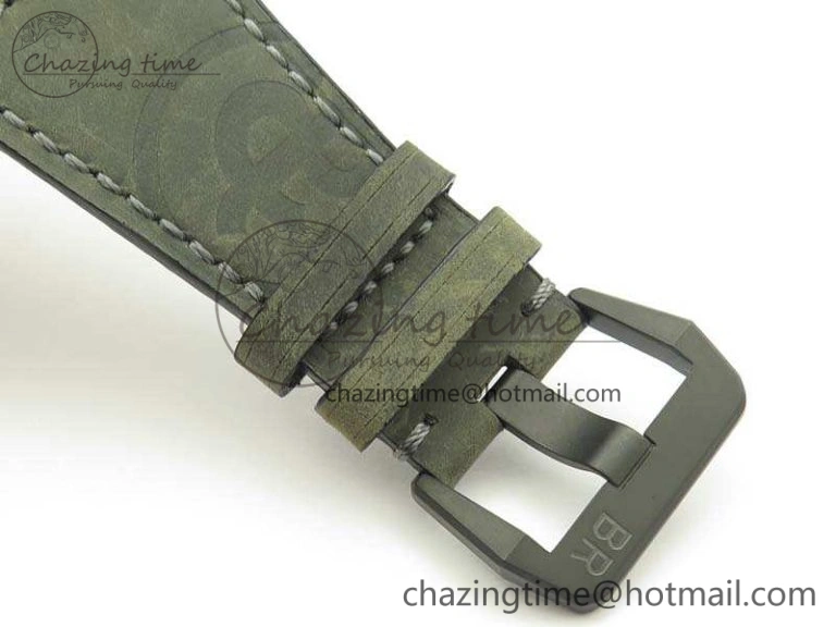 BR 03-92 DLC 42.5mm Green Camouflage Dial On Leather Strap MIYOTA9015 V3