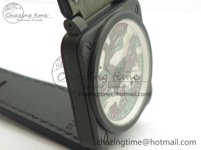 BR 03-92 DLC 42.5mm Green Camouflage Dial On Leather Strap MIYOTA9015 V3