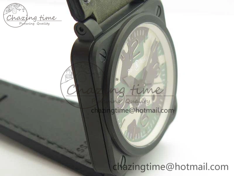 BR 03-92 DLC 42.5mm Green Camouflage Dial On Leather Strap MIYOTA9015 V3
