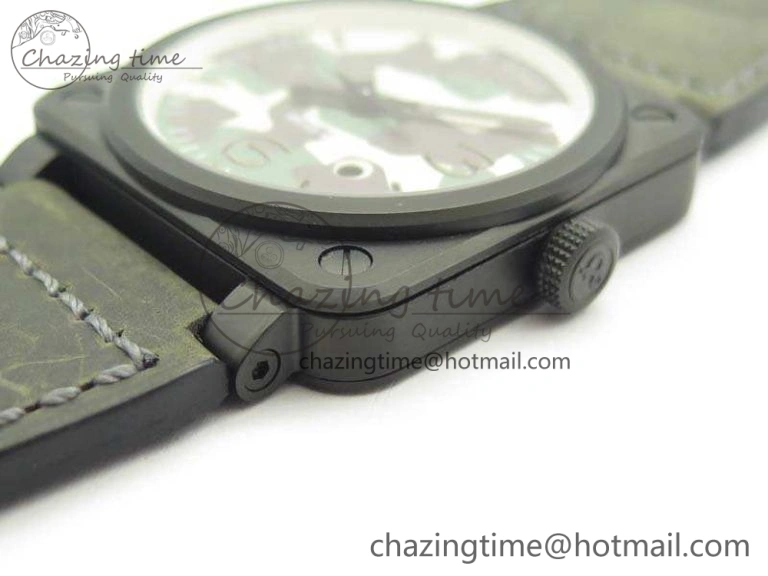 BR 03-92 DLC 42.5mm Green Camouflage Dial On Leather Strap MIYOTA9015 V3
