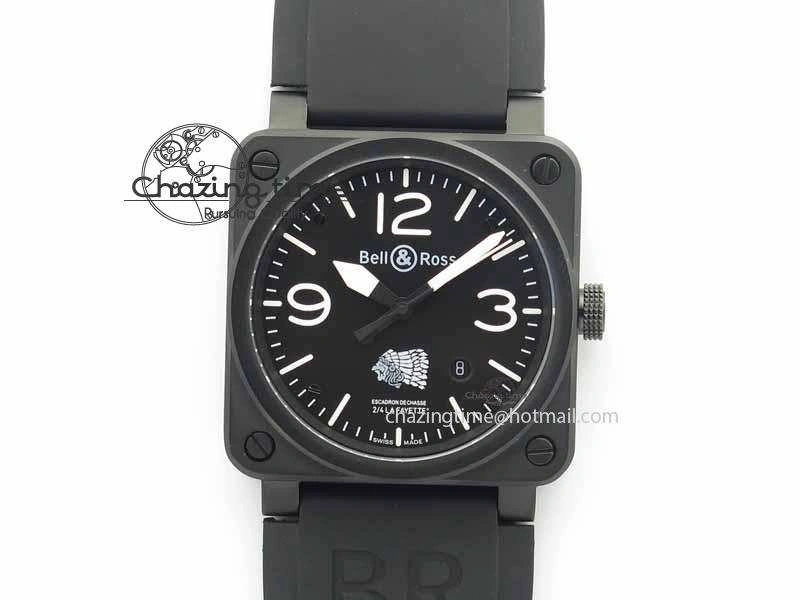 BR 03-92 DLC Black Dial FAYETTE 42.5mm On Rubber Strap MIYOTA 9015 V2