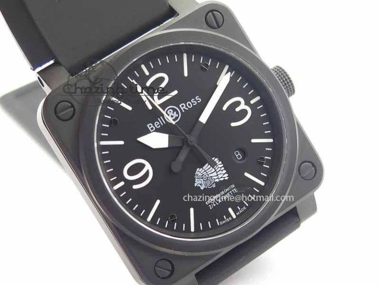 BR 03-92 DLC Black Dial FAYETTE 42.5mm On Rubber Strap MIYOTA 9015 V2