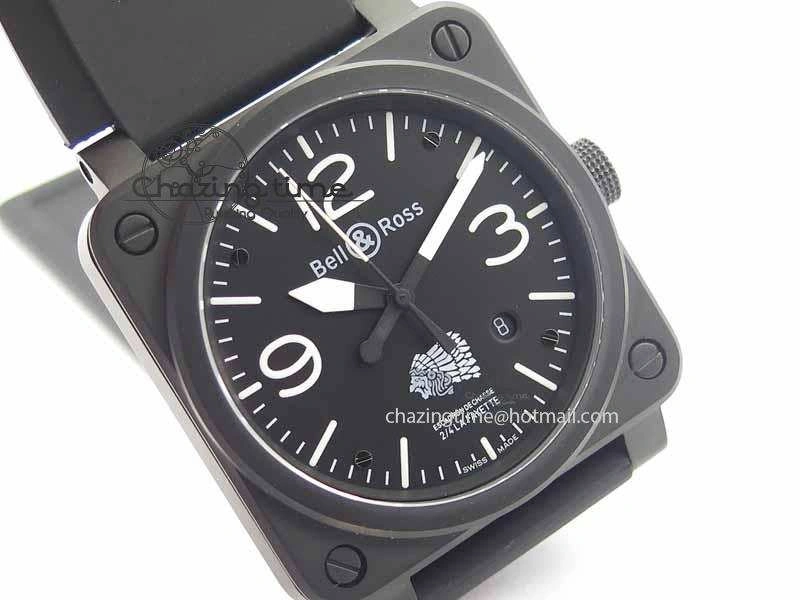 BR 03-92 DLC Black Dial FAYETTE 42.5mm On Rubber Strap MIYOTA 9015 V2