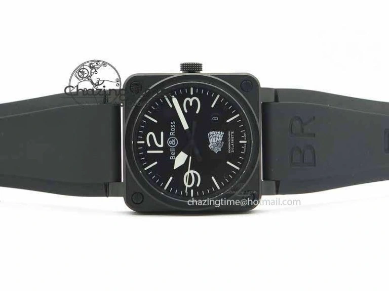 BR 03-92 DLC Black Dial FAYETTE 42.5mm On Rubber Strap MIYOTA 9015 V2