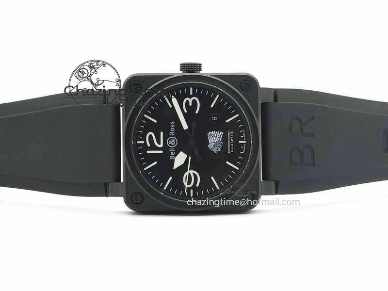 BR 03-92 DLC Black Dial FAYETTE 42.5mm On Rubber Strap MIYOTA 9015 V2
