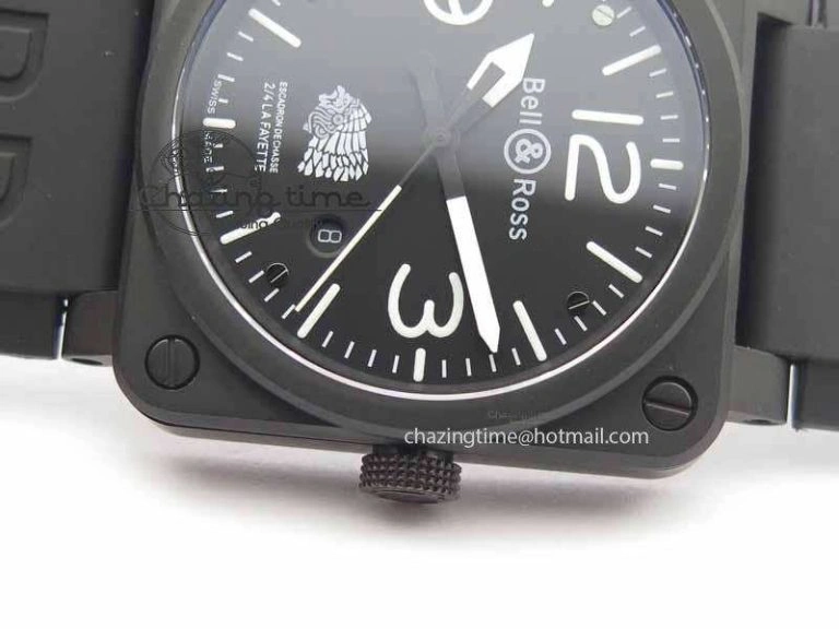 BR 03-92 DLC Black Dial FAYETTE 42.5mm On Rubber Strap MIYOTA 9015 V2