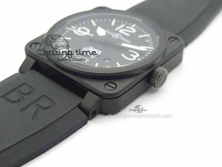 BR 03-92 DLC Black Dial FAYETTE 42.5mm On Rubber Strap MIYOTA 9015 V2