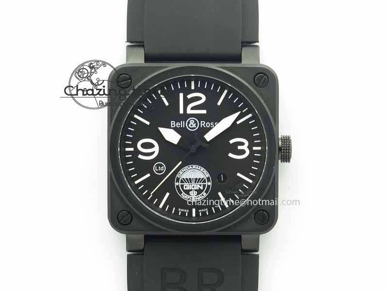 BR 03-92 DLC Black Dial GIGN 42.5mm on Rubber Strap MIYOTA 9015 V2