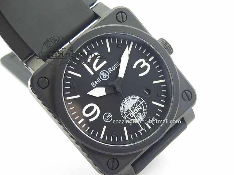 BR 03-92 DLC Black Dial GIGN 42.5mm on Rubber Strap MIYOTA 9015 V2