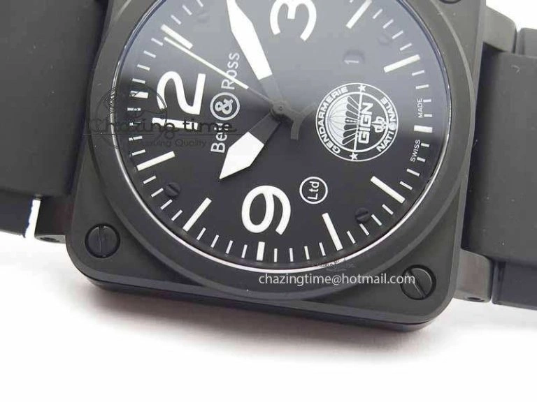 BR 03-92 DLC Black Dial GIGN 42.5mm on Rubber Strap MIYOTA 9015 V2