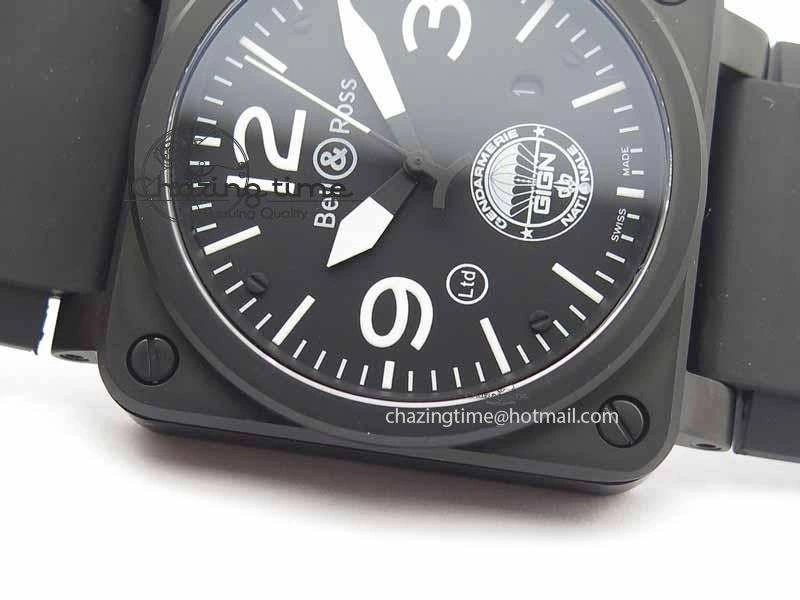 BR 03-92 DLC Black Dial GIGN 42.5mm on Rubber Strap MIYOTA 9015 V2