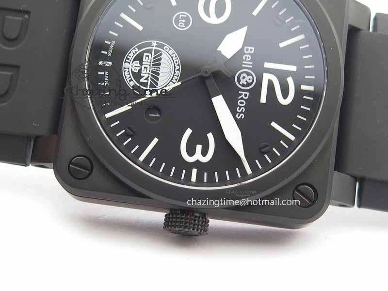 BR 03-92 DLC Black Dial GIGN 42.5mm on Rubber Strap MIYOTA 9015 V2