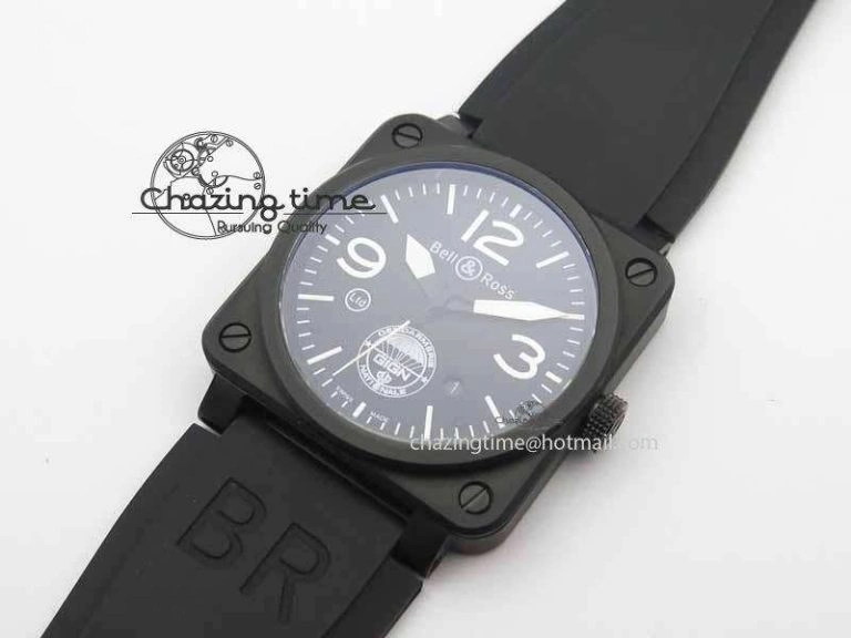 BR 03-92 DLC Black Dial GIGN 42.5mm on Rubber Strap MIYOTA 9015 V2