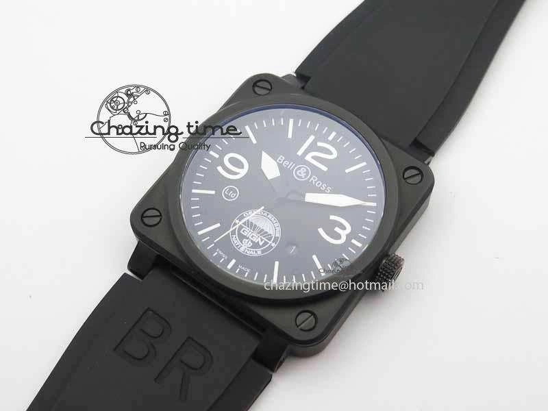 BR 03-92 DLC Black Dial GIGN 42.5mm on Rubber Strap MIYOTA 9015 V2