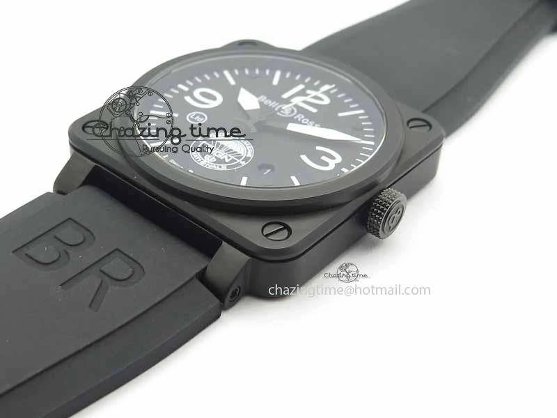 BR 03-92 DLC Black Dial GIGN 42.5mm on Rubber Strap MIYOTA 9015 V2