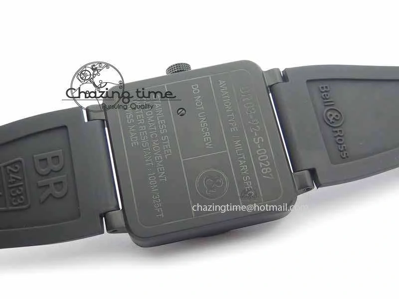 BR 03-92 DLC Black Dial GIGN 42.5mm on Rubber Strap MIYOTA 9015 V2