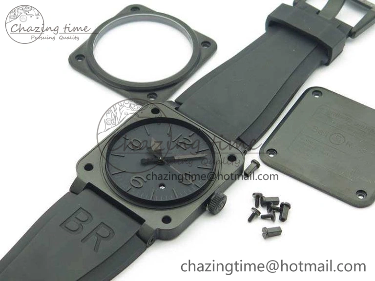 BR 03-92 DLC Case V3 Black Dial 42.5mm On Rubber Strap MIYOTA 9015