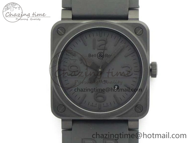 BR 03-92 DLC Case V3 Black Dial 42.5mm On Rubber Strap MIYOTA 9015