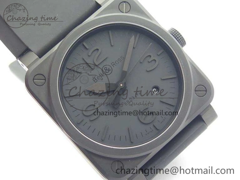 BR 03-92 DLC Case V3 Black Dial 42.5mm On Rubber Strap MIYOTA 9015