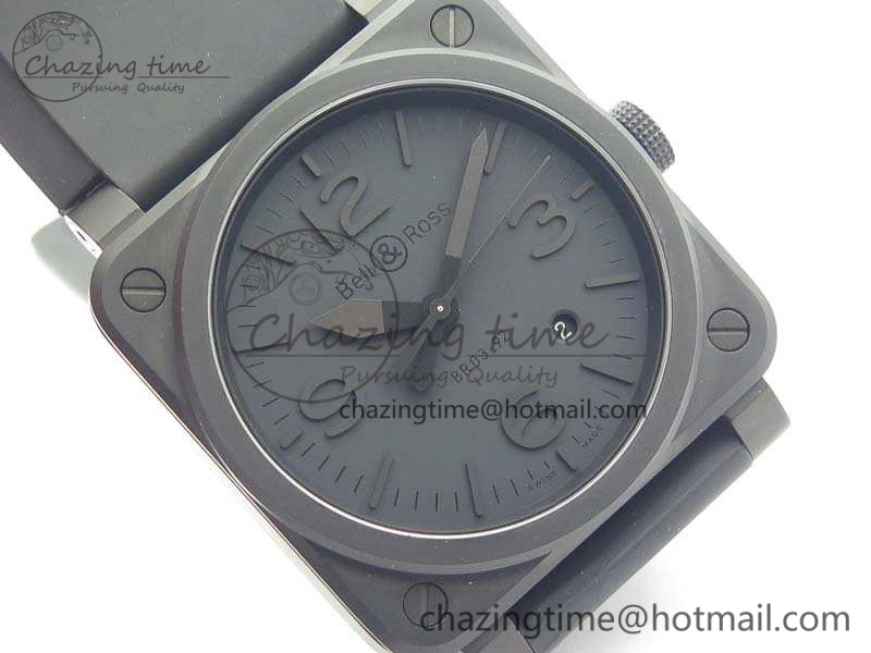 BR 03-92 DLC Case V3 Black Dial 42.5mm On Rubber Strap MIYOTA 9015