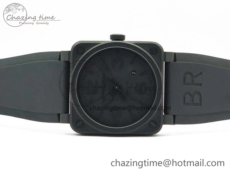 BR 03-92 DLC Case V3 Black Dial 42.5mm On Rubber Strap MIYOTA 9015