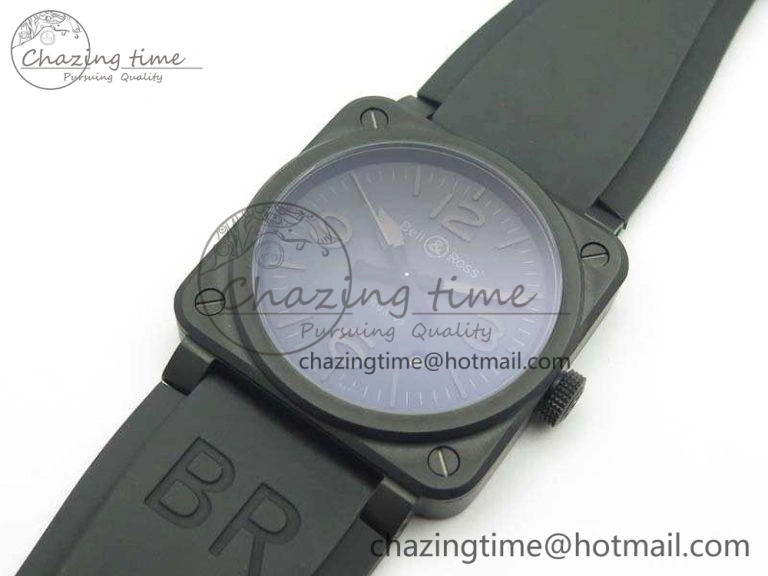 BR 03-92 DLC Case V3 Black Dial 42.5mm On Rubber Strap MIYOTA 9015