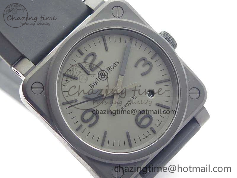 BR 03-92 DLC Case V3 Gray Dial 42.5mm On Rubber Strap MIYOTA 9015