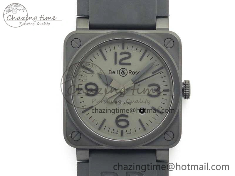 BR 03-92 DLC Case V3 Gray Dial 42.5mm On Rubber Strap MIYOTA 9015