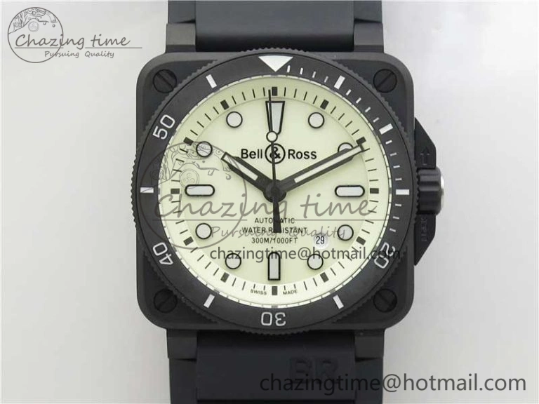 BR 03-92 Diver PVD White Dial on Rubber Strap MIYOTA 9015 (Free Nylon Strap)