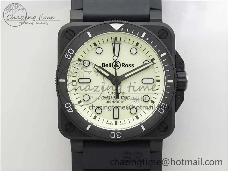 BR 03-92 Diver PVD White Dial on Rubber Strap MIYOTA 9015 (Free Nylon Strap)