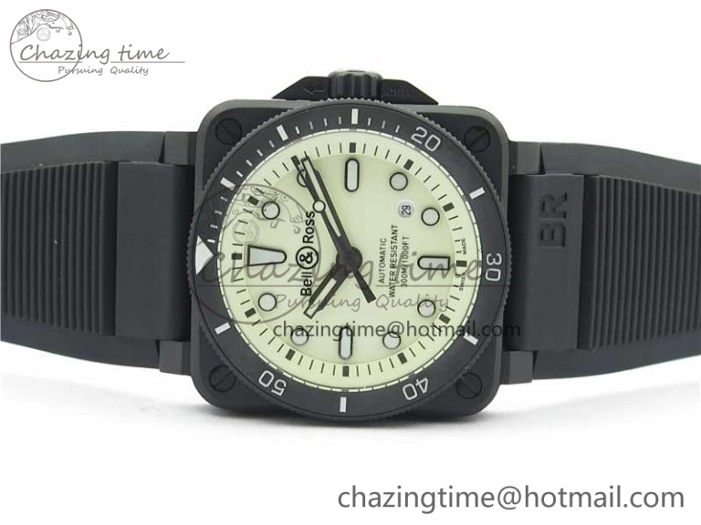 BR 03-92 Diver PVD White Dial on Rubber Strap MIYOTA 9015 (Free Nylon Strap)