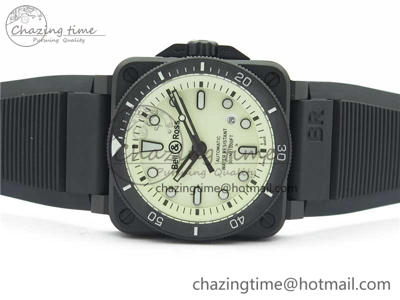 BR 03-92 Diver PVD White Dial on Rubber Strap MIYOTA 9015 (Free Nylon Strap)