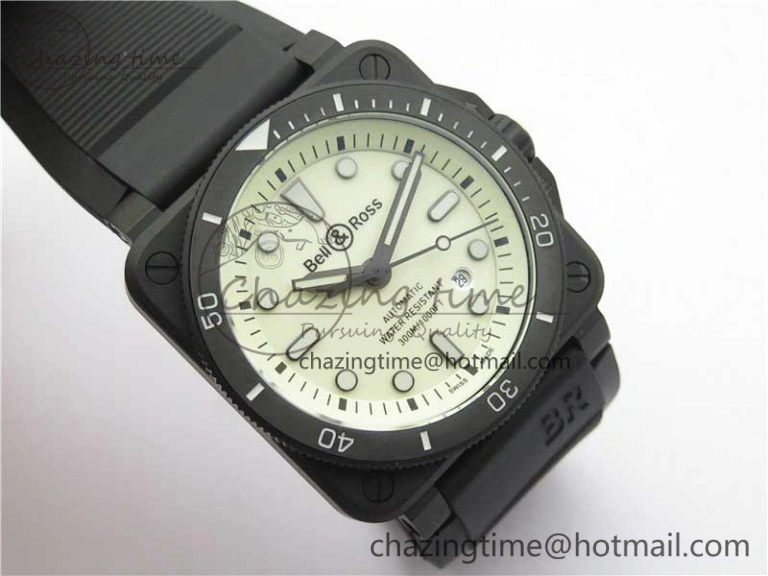 BR 03-92 Diver PVD White Dial on Rubber Strap MIYOTA 9015 (Free Nylon Strap)