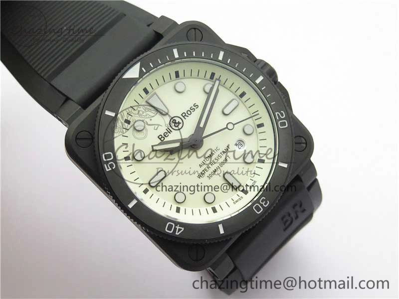 BR 03-92 Diver PVD White Dial on Rubber Strap MIYOTA 9015 (Free Nylon Strap)