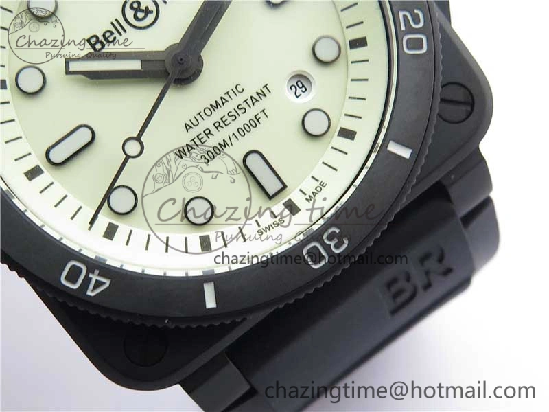 BR 03-92 Diver PVD White Dial on Rubber Strap MIYOTA 9015 (Free Nylon Strap)