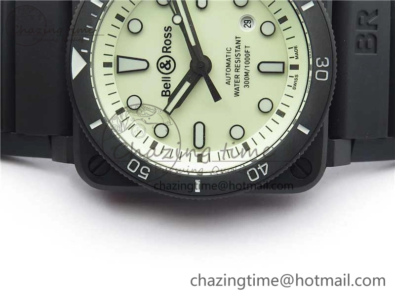 BR 03-92 Diver PVD White Dial on Rubber Strap MIYOTA 9015 (Free Nylon Strap)