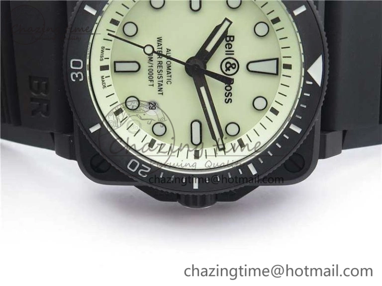 BR 03-92 Diver PVD White Dial on Rubber Strap MIYOTA 9015 (Free Nylon Strap)
