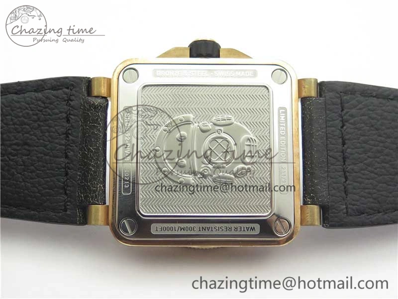 BR 03-92 Diver Real Bronze Noob 1:1 Best Edition Black Dial on Leather Strap MIYOTA 9015 (Free Rubber Strap)