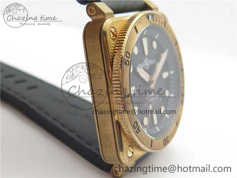 BR 03-92 Diver Real Bronze Noob 1:1 Best Edition Black Dial on Leather Strap MIYOTA 9015 (Free Rubber Strap)