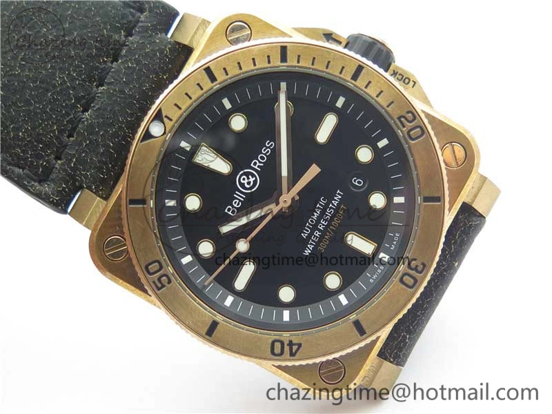 BR 03-92 Diver Real Bronze Noob 1:1 Best Edition Black Dial on Leather Strap MIYOTA 9015 (Free Rubber Strap)
