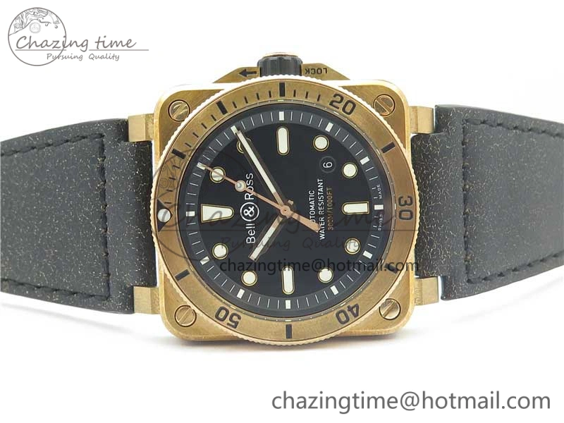 BR 03-92 Diver Real Bronze Noob 1:1 Best Edition Black Dial on Leather Strap MIYOTA 9015 (Free Rubber Strap)