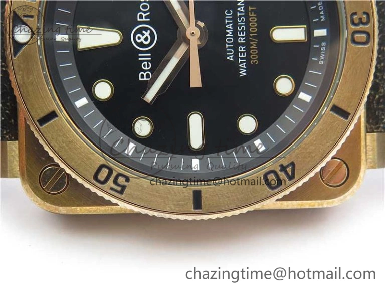 BR 03-92 Diver Real Bronze Noob 1:1 Best Edition Black Dial on Leather Strap MIYOTA 9015 (Free Rubber Strap)