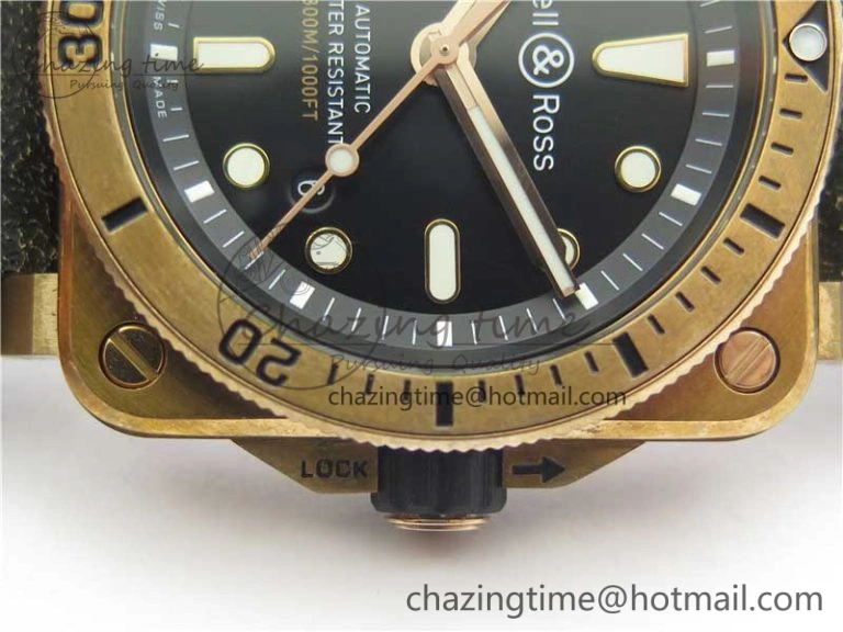 BR 03-92 Diver Real Bronze Noob 1:1 Best Edition Black Dial on Leather Strap MIYOTA 9015 (Free Rubber Strap)