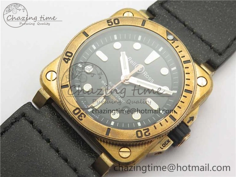 BR 03-92 Diver Real Bronze Noob 1:1 Best Edition Black Dial on Leather Strap MIYOTA 9015 (Free Rubber Strap)