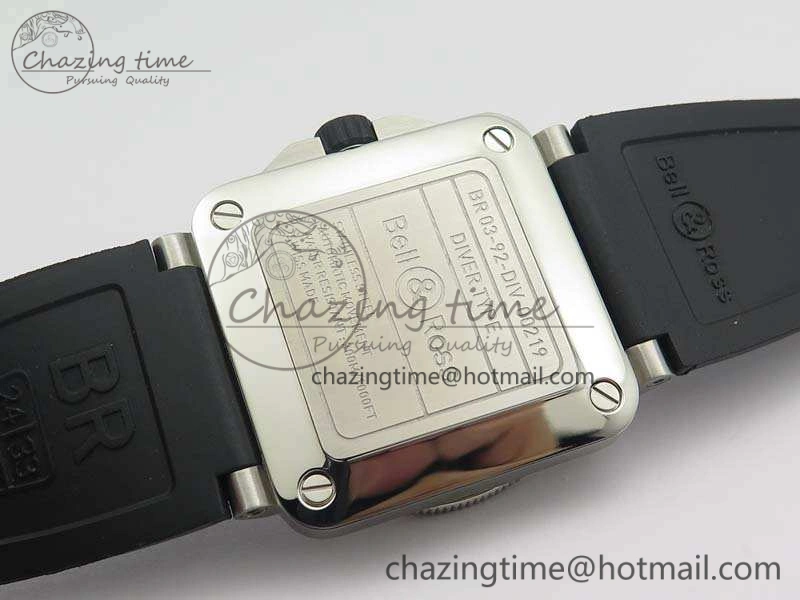 BR 03-92 Diver SS 1:1 Best Edition Black Dial On Rubber Strap MIYOTA 9015